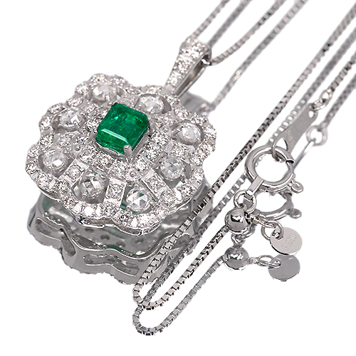 コロンビア産エメラルド(vivid green) 0.5ct ローズカットダイヤモンド