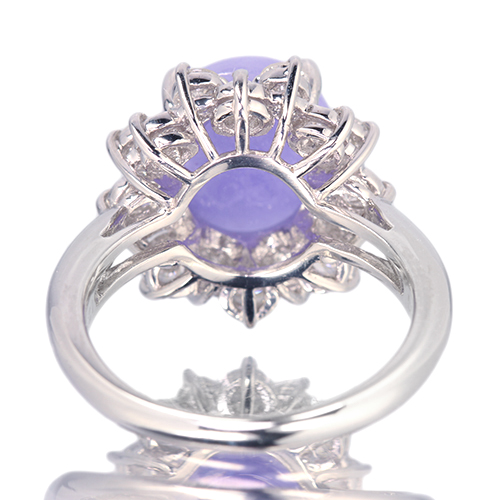 ラベンダー翡翠 5.1ct ダイヤモンド 1.2ct プラチナ リング(指輪