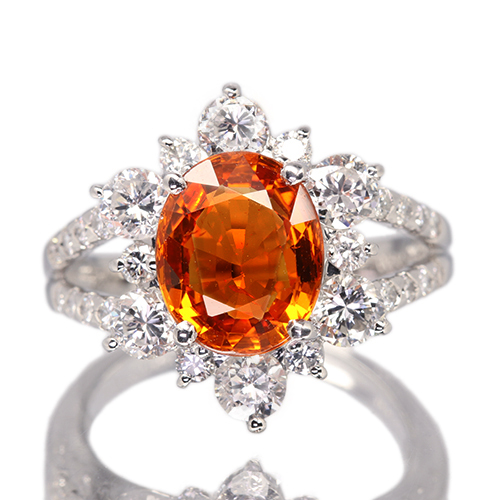 スペサタイトガーネット（マンダリンガーネット） 3.5ct ダイヤモンド 