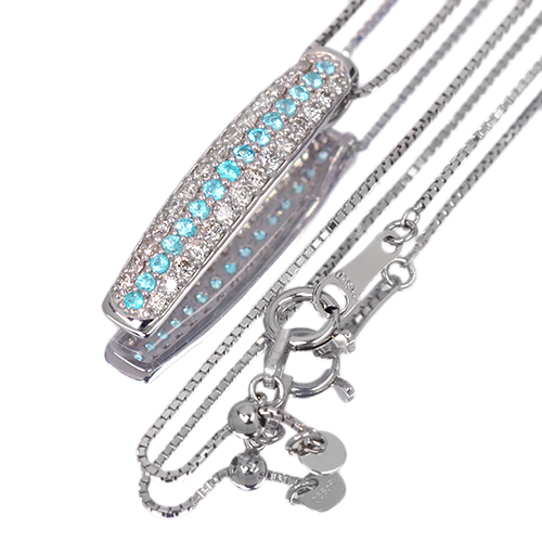 パライバトルマリン 0.15ct ダイヤモンド 0.3ct プラチナ ネックレス