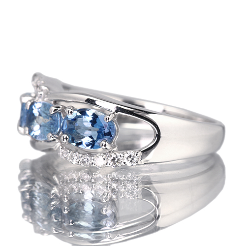 アクアマリン 1.1ct ダイヤモンド ホワイトゴールド リング(指輪