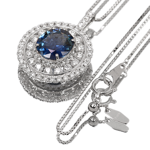 非加熱ブルーサファイア 4.3ct ダイヤモンド 1.4ct プラチナ