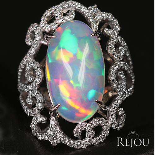 エチオピア産ウェロオパール 6.6ct ダイヤモンド 1.0ct プラチナ 