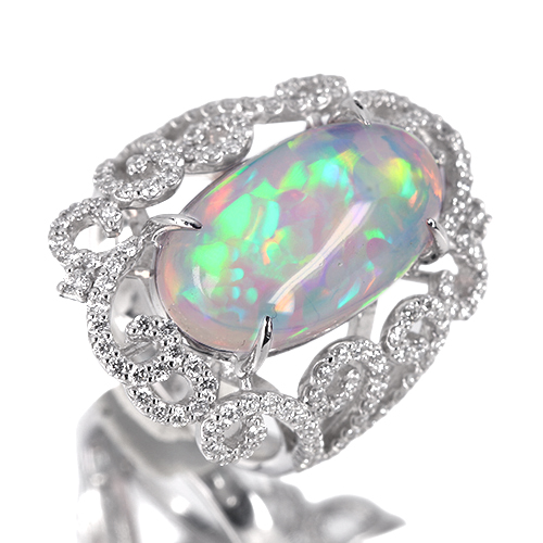 エチオピア産ウェロオパール 6.6ct ダイヤモンド 1.0ct プラチナ 