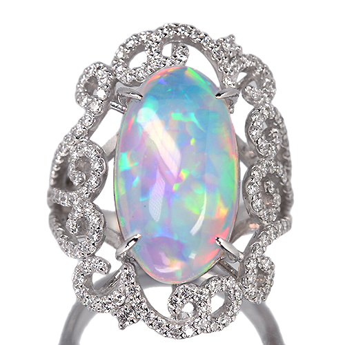 エチオピア産ウェロオパール 6.6ct ダイヤモンド 1.0ct プラチナ 