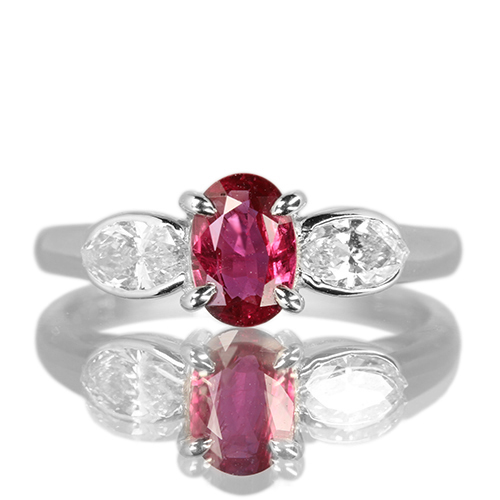 ルビー 0.6ct ダイヤモンド 0.4ct プラチナ リング(指輪)【品質保証書
