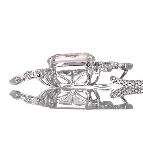 クンツァイト 5.3ct ダイヤモンド 0.2ct ホワイトゴールド ネックレス
