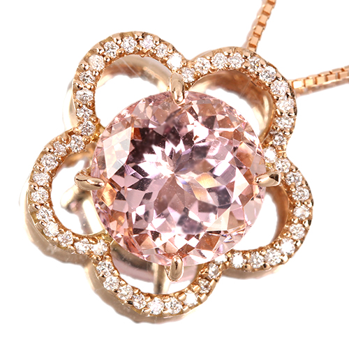 モルガナイト 5.1ct ダイヤモンド 0.2ct ピンクゴールド ネックレス