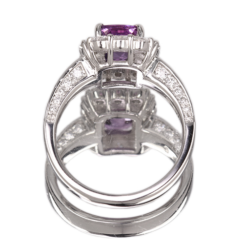 非加熱パープルサファイア 約2ct ダイヤモンド 1.1ct プラチナ