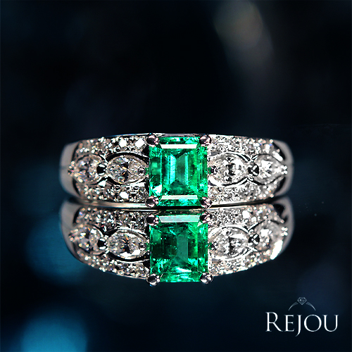 コロンビア産エメラルド 約1ct ダイヤモンド 0.5ct プラチナ リング