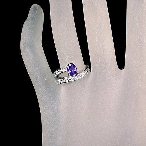 非加熱バイオレットサファイア 約1ct ダイヤモンド 0.4ct プラチナ