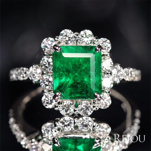 コロンビア産ムゾー鉱山エメラルド(vivid green) 2.0ct ダイヤモンド 0.8ct プラチナ リング(指輪)【品質保証書/GRS宝石鑑別書】【☆動画あり☆】  即納ジュエリー ジュエリー通販リジュー | レアストーン・高級ジュエリーオンラインショップ