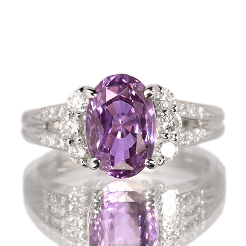 バイオレットサファイア 3.0ct ダイヤモンド 0.3ct プラチナ バイオレットサファイア 3.0ct ダイヤモンド 0.3ct プラチナ