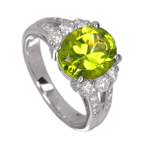 ペリドット 3.5ct ダイヤモンド 0.5ct プラチナ リング(指輪)【品質