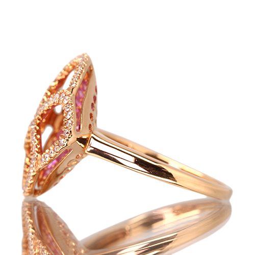 ピンクサファイア 0.9ct ダイヤモンド 0.3ct ピンクゴールド