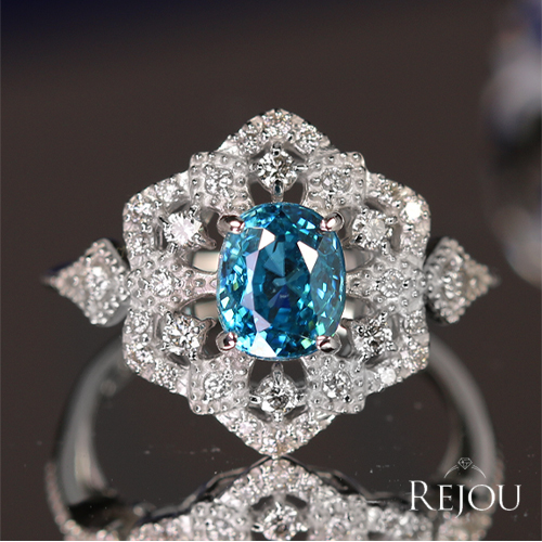 ブルージルコン 2.2ct ダイヤモンド 0.3ct プラチナ リング(指輪