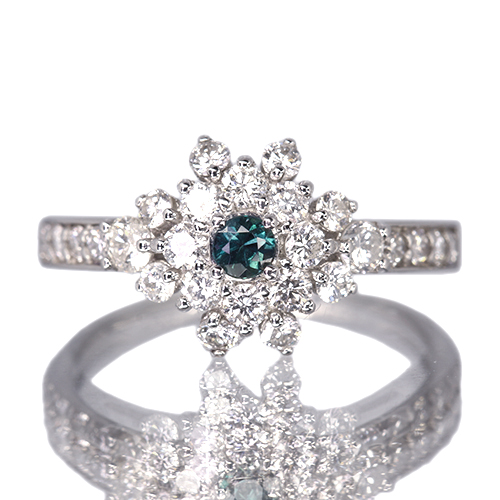 アレキサンドライト 0.13ct ダイヤモンド 0.7ct プラチナ リング(指輪