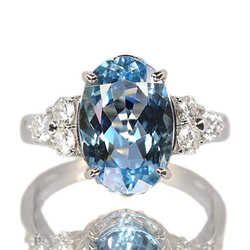 サンタマリアアクアマリン 3.7ct ダイヤモンド 0.5ct プラチナ