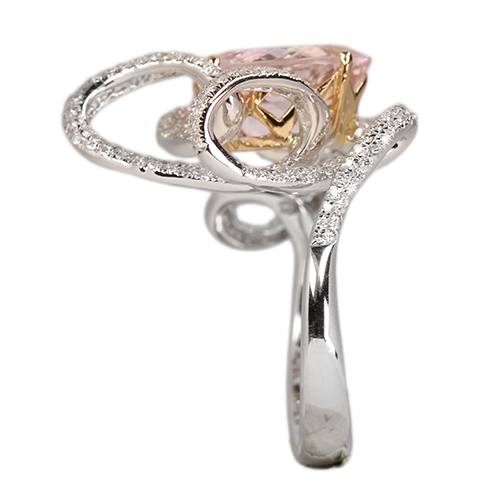 ④✴︎GSTV✴︎ K14 モルガナイト ダイヤ 指輪　WG 12号 ④✴︎GSTV✴︎ K14 モルガナイト ダイヤ 指輪 WG 12号 リング