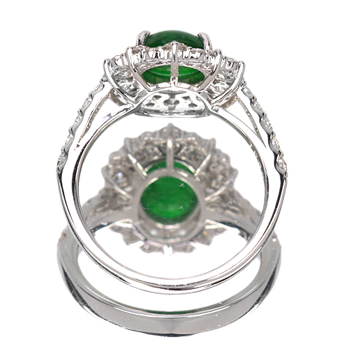 翡翠(ヒスイ) 1.6ct ダイヤモンド 1.0ct プラチナ リング(指輪