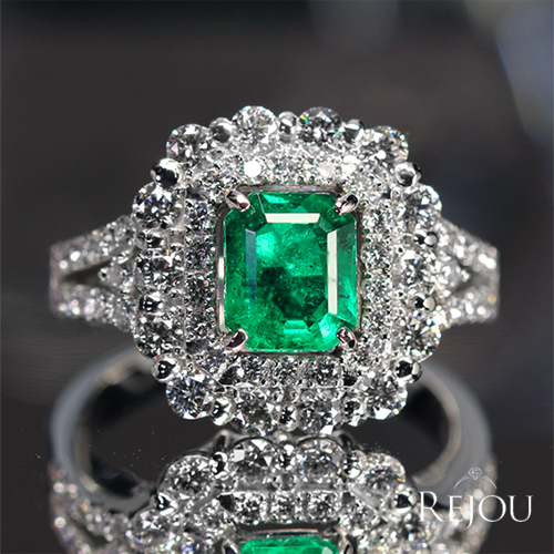 エメラルド(vivid green) 1.1ct ダイヤモンド 約1ct プラチナ リング(指輪)【品質保証書/KGL宝石鑑別書】 即納ジュエリー  ジュエリー通販リジュー | レアストーン・高級ジュエリーオンラインショップ