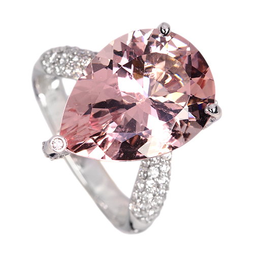 モルガナイト 9ct ダイヤモンド 1ct ホワイトゴールド リング(指輪 