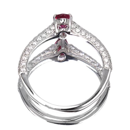 レッドベリル 0.28ct ダイヤモンド 0.47ct プラチナ リング(指輪