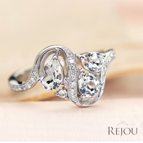 ホワイトトパーズ 1ct ダイヤモンド ホワイトゴールド リング(指輪