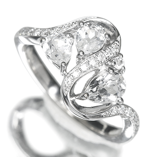 ホワイトトパーズ 1ct ダイヤモンド ホワイトゴールド リング(指輪