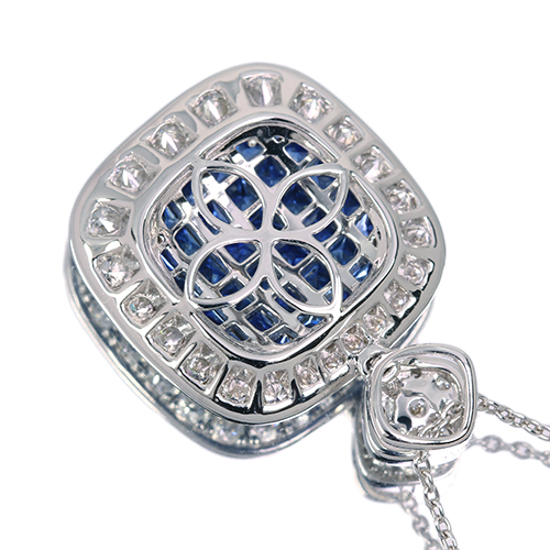 ロイヤルブルー 計0.75ct サファイア K10WG ネックレス 鑑別書付