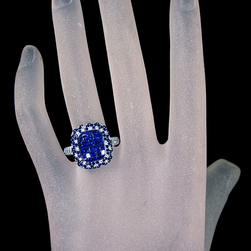 ブルーサファイア 3.6ct ダイヤモンド 0.5ct ホワイトゴールド リング 