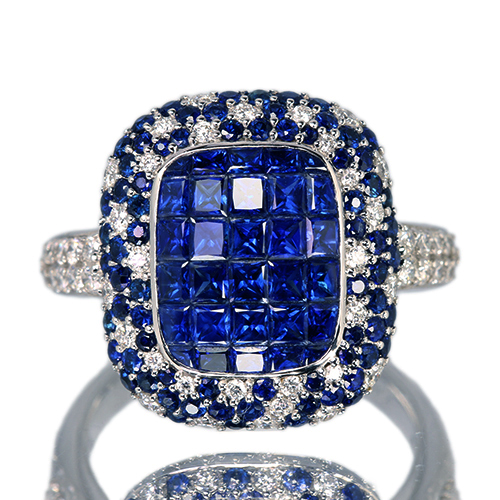 ブルーサファイア 3.6ct ダイヤモンド 0.5ct ホワイトゴールド リング
