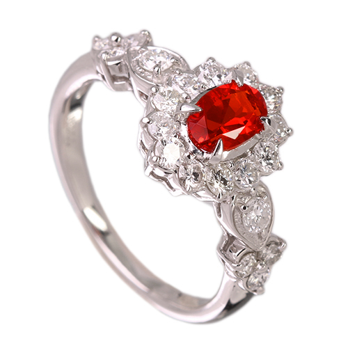 ファイアオパール　メキシコ産　プラチナ メキシコ産ファイアオパール 0.35ct ダイヤモンド 0.74ct