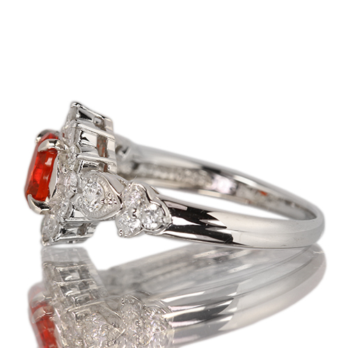 メキシコ産ファイアオパール 0.35ct ダイヤモンド 0.74ct