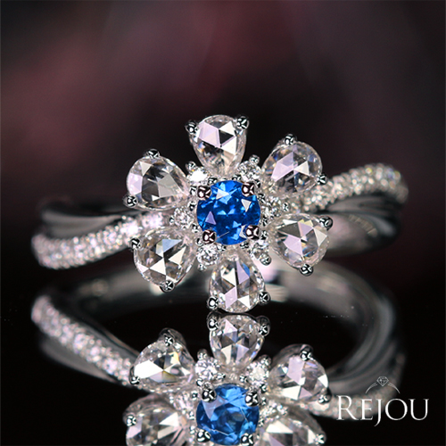 コバルトスピネル 0.24ct ローズカットダイヤモンド 約0.5ct