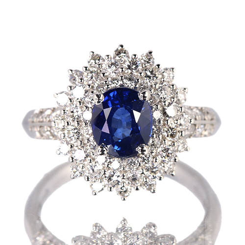 コーンフラワーブルーサファイア 1.3ct ダイヤモンド 1.0ct プラチナ