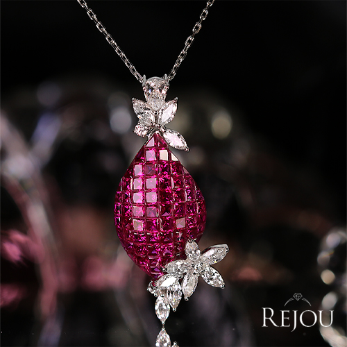 ルビー 6.0ct ダイヤモンド 1.1ct ホワイトゴールド ネックレス【品質 