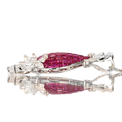 ルビー 6.0ct ダイヤモンド 1.1ct ホワイトゴールド ネックレス【品質