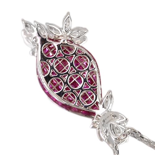 ルビー 6.0ct ダイヤモンド 1.1ct ホワイトゴールド ネックレス【品質