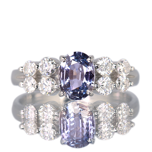 非加熱バイオレットサファイア 1.0ct ダイヤモンド 0.5ct プラチナ
