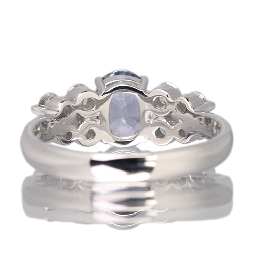 非加熱バイオレットサファイア 1.0ct ダイヤモンド 0.5ct プラチナ