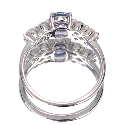 非加熱バイオレットサファイア 1.0ct ダイヤモンド 0.5ct プラチナ