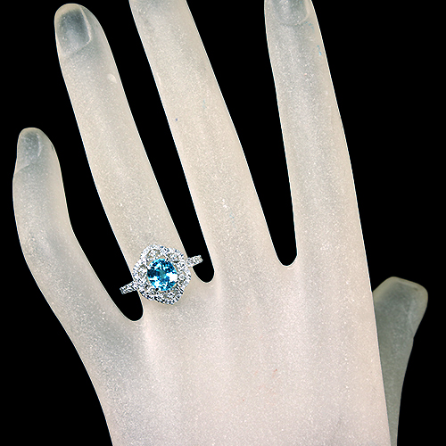 ブルージルコン 2.1ct ダイヤモンド 0.2ct プラチナ リング(指輪 