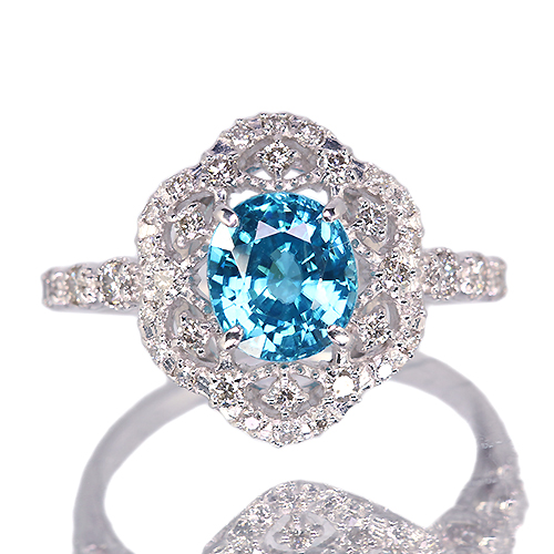 ブルージルコン 2.1ct ダイヤモンド 0.2ct プラチナ リング(指輪 