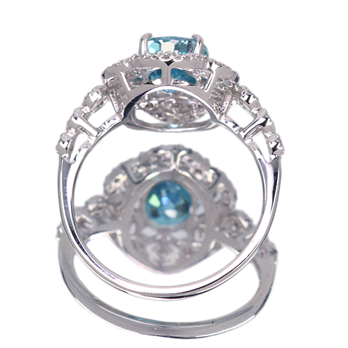 ブルージルコン 2.1ct ダイヤモンド 0.2ct プラチナ リング(指輪