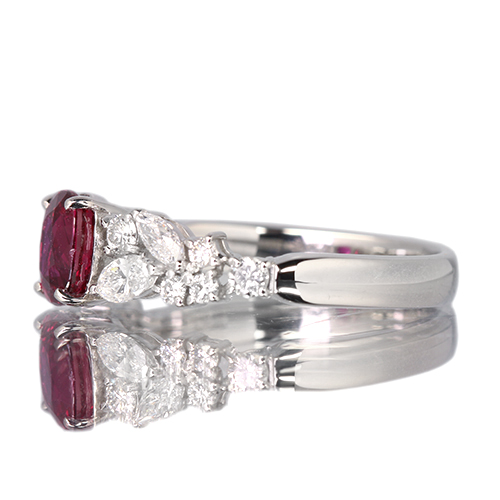 ピジョンブラッドルビー 1.0ct ダイヤモンド 約0.5ct プラチナ リング