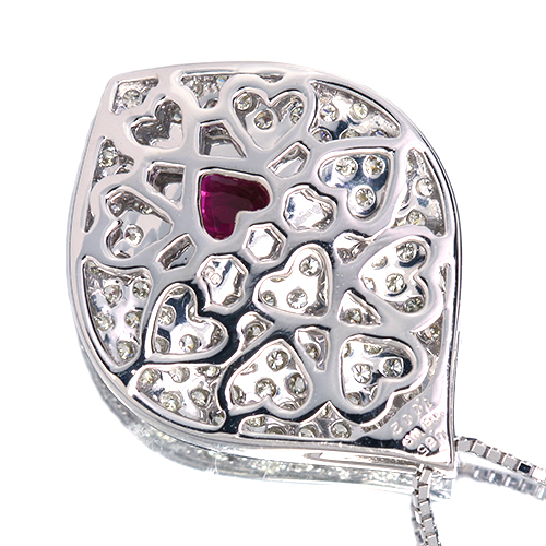非加熱ハートシェイプルビー 1.0ct ダイヤモンド 0.6ct ホワイト