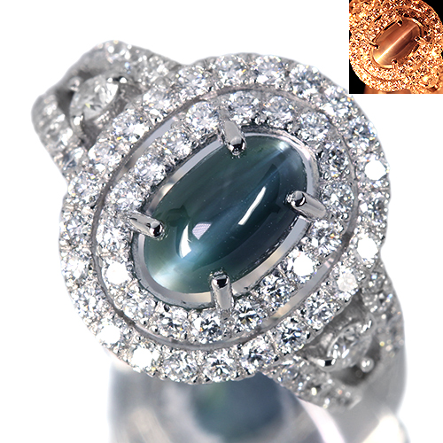 アレキサンドライトキャッツアイ 2.5ct ダイヤモンド 1.1ct プラチナ