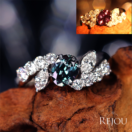 ブラジル産アレキサンドライト 0.8ct ダイヤモンド 0.8ct プラチナ