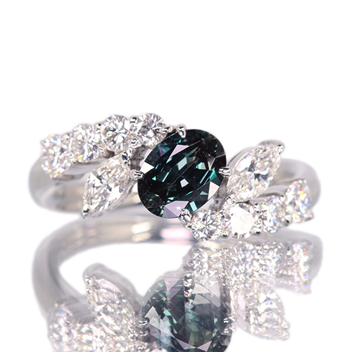 ブラジル産アレキサンドライト 0.8ct ダイヤモンド 0.8ct プラチナ